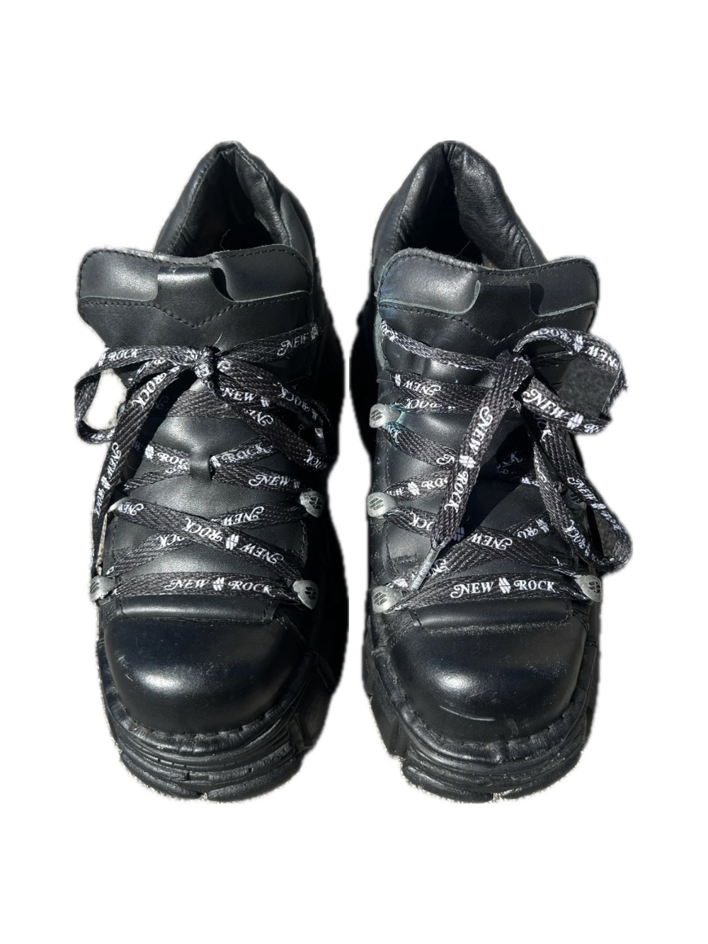 New Rock Women's Black Platform Lace-Up Boots